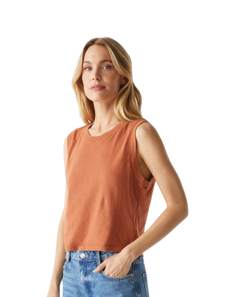 Michael Stars Johnnie Cropped Muscle Tank in Toffee