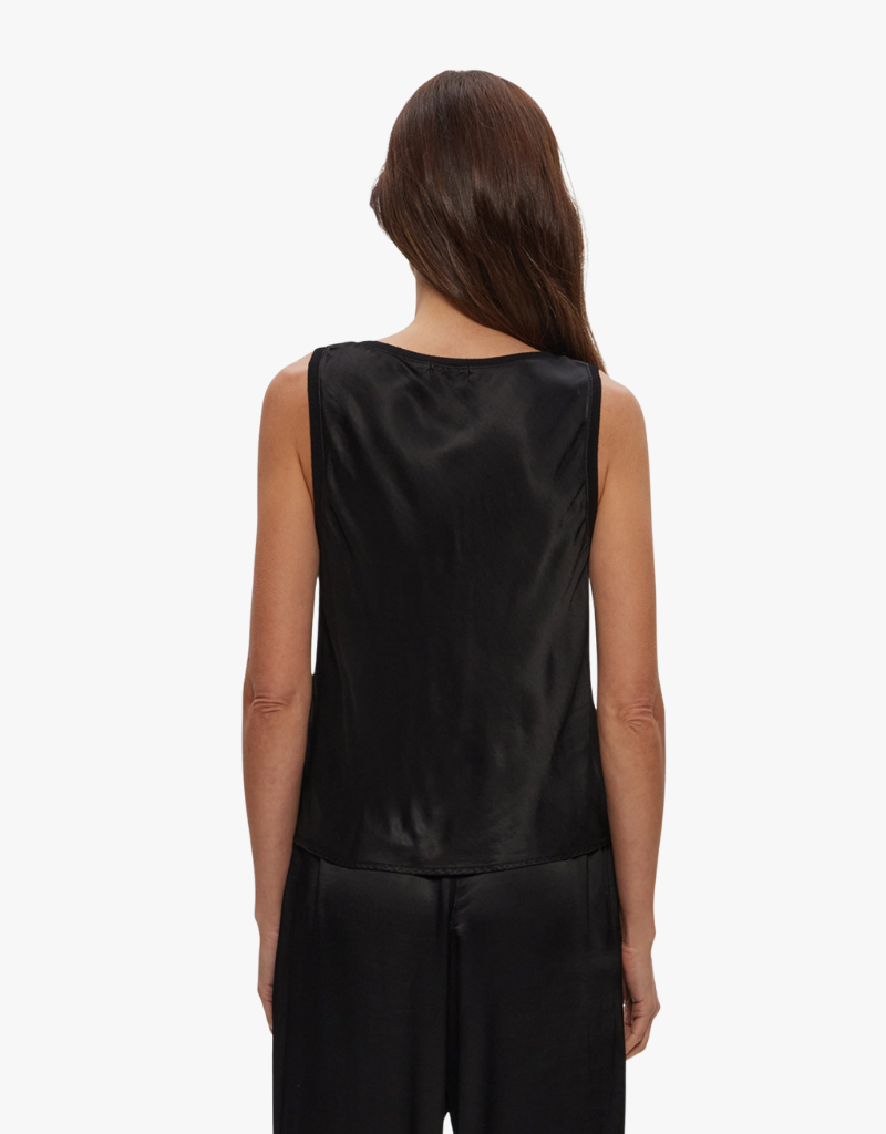 Michael Stars Liz Satin V-Neck Tank in Black