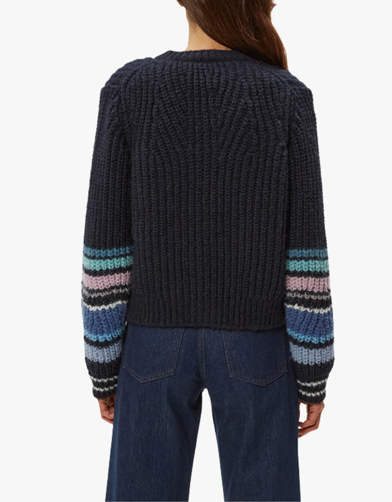 Michael Stars Lumi Striped Crew Cardi in Nocturnal Combo