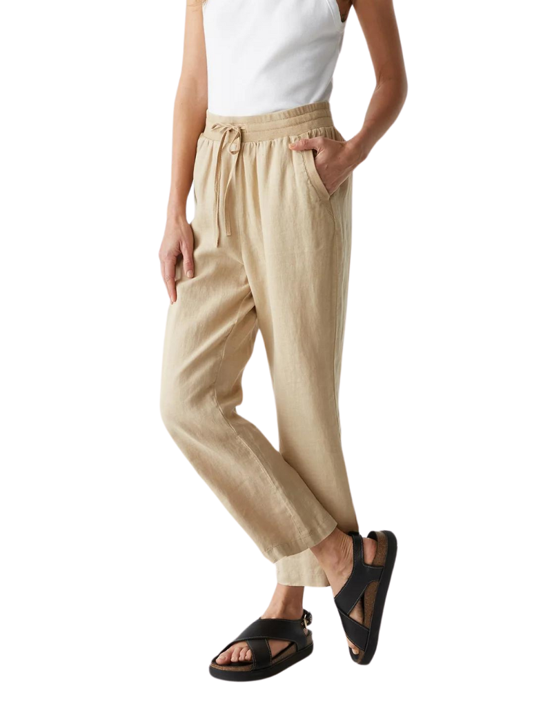 Michael Stars Nolan Pull On Linen Pant in Natural