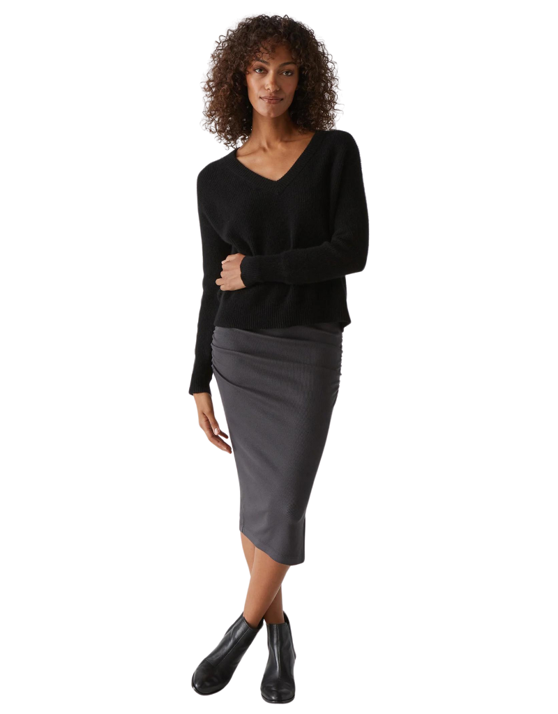 Michael Stars Rae Ribbed Skirt with Slit in Oxide