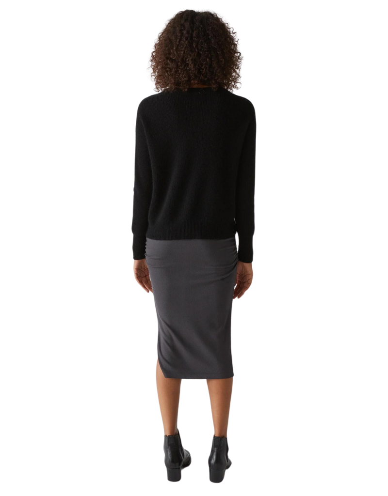 Michael Stars Rae Ribbed Skirt with Slit in Oxide