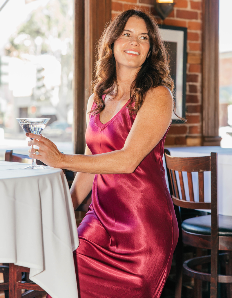 Michael Stars Randi Satin Midi Dress in Garnet