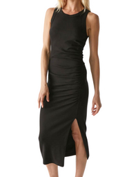 Michael Stars Tala Asymmetrical Midi Dress in Black