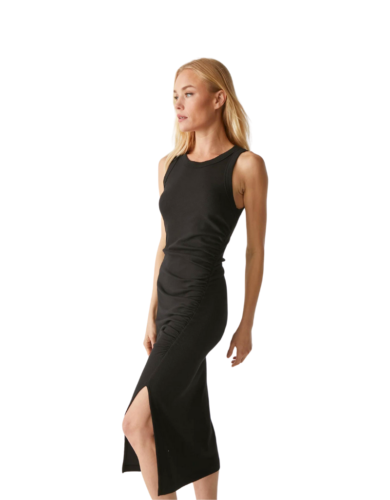 Michael Stars Tala Asymmetrical Midi Dress in Black