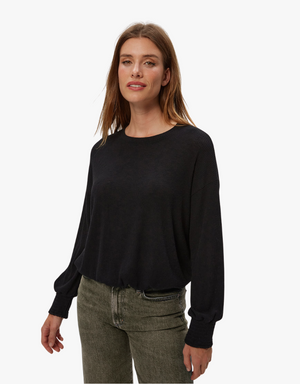 Michael Stars Tia Ribbed Top in Black