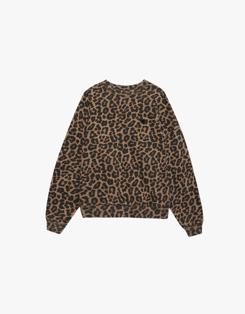 Anine Bing Miles Sweatshirt in Black and Brown Leopard
