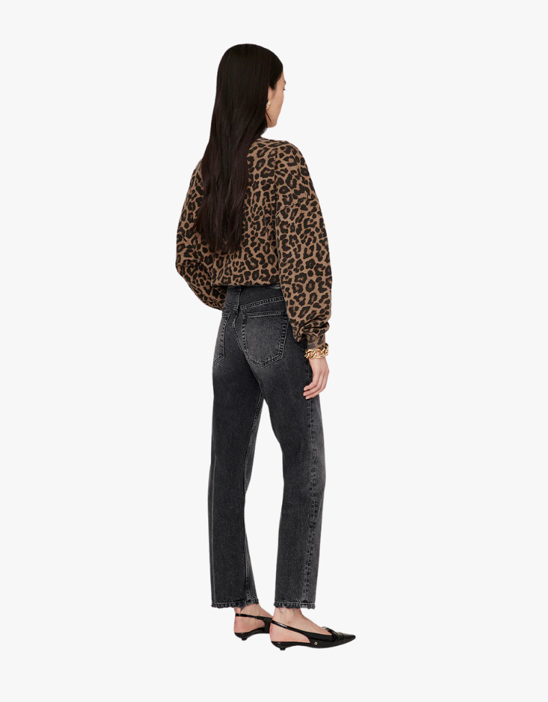Anine Bing Miles Sweatshirt in Black and Brown Leopard