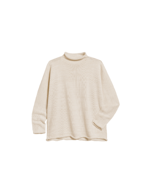 Frank & Eileen Monterey Rolled Funnel Neck Sweater in Cream & Gold Glitter Pure Italian Cotton)