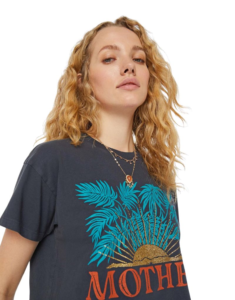 Mother The Grab Gag Crop Tee in Gold Sun
