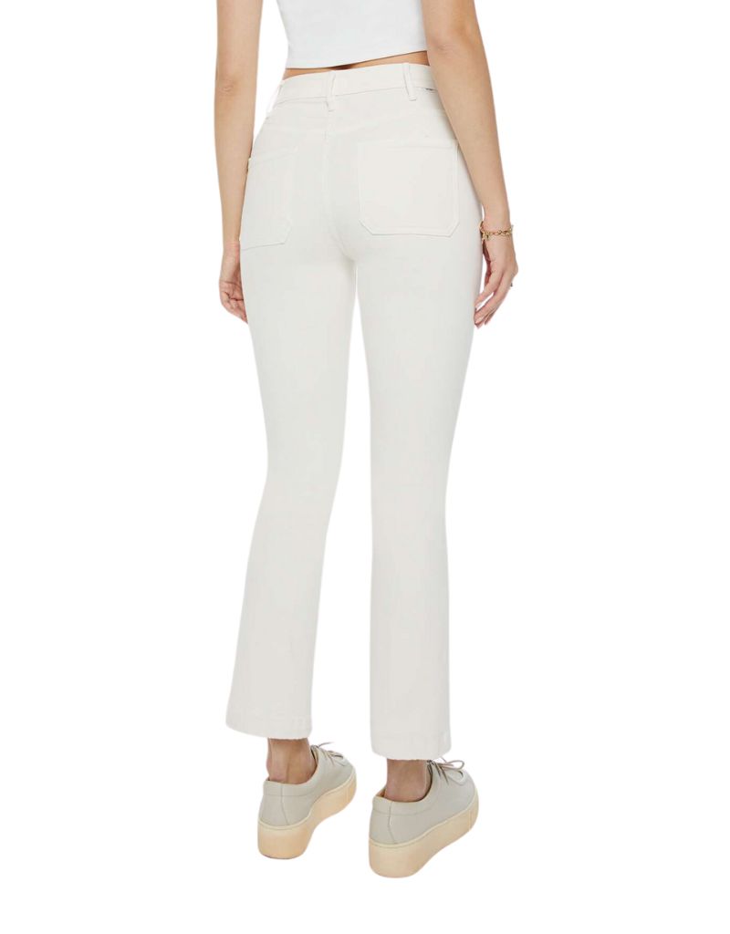 Mother The Hustler Patch Pocket Flood Jeans in Cream Puffs