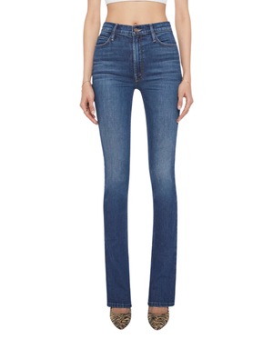 Mother Jeans in High Waisted Runaway in Shine On - Model in White Background