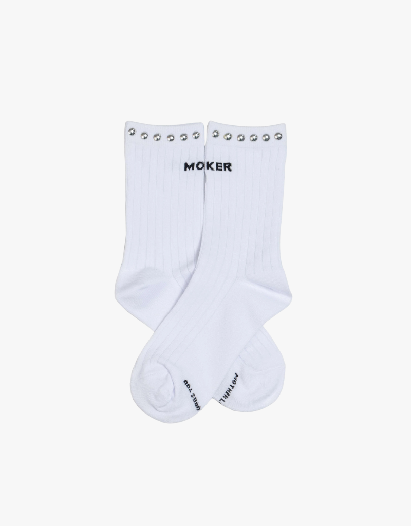 Mother The Half Step Socks in White Studded