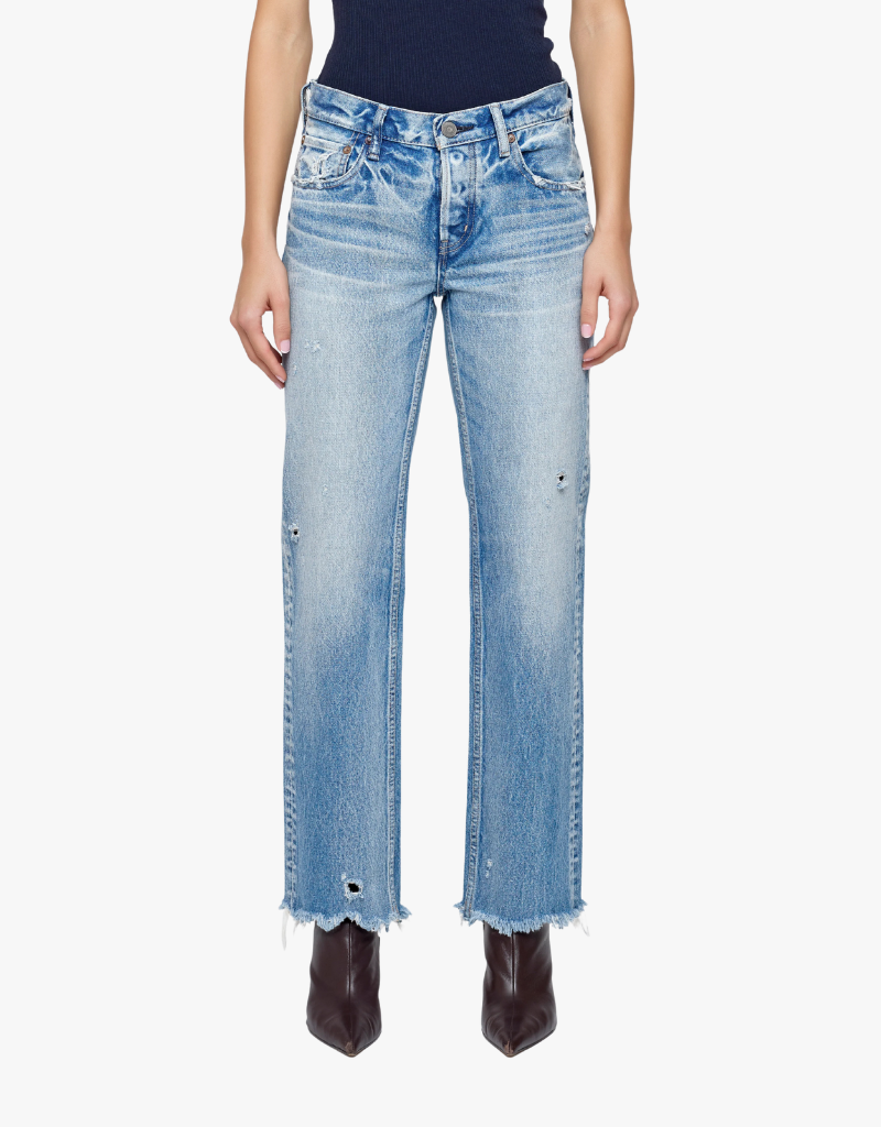 Moussy Vintage Mattapan Straight-Low in Light Blue