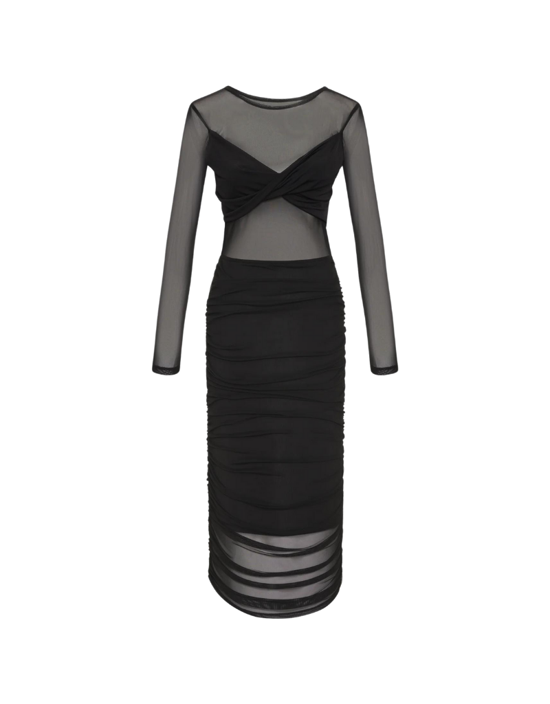 Nightcap Clothing Mesh Twist Dress in Black