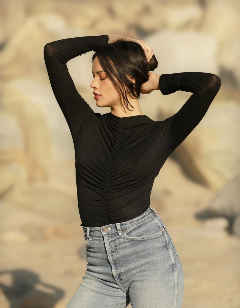 Ribbed top ruched top