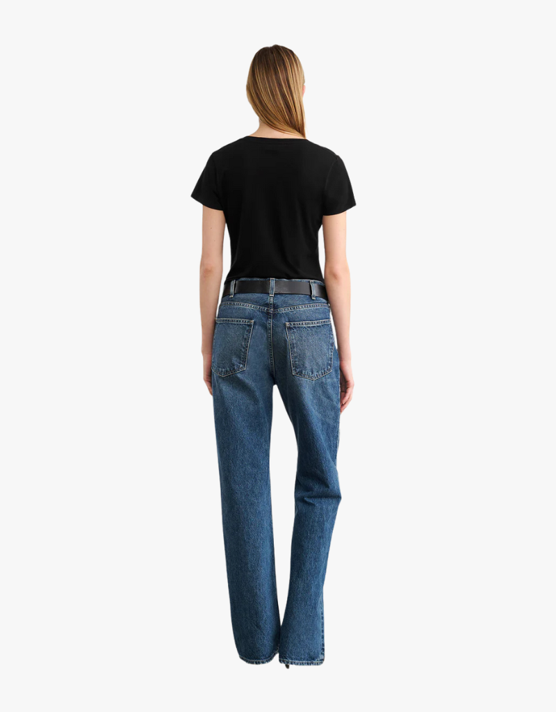 Nili Lotan Carol VNeck Tee Shirt in Jet Black