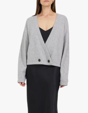 One Grey Day Giselle Cashmere Cardigan in Heather Grey