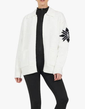 One Grey Day Ski Club Cardigan in Ivory Combo