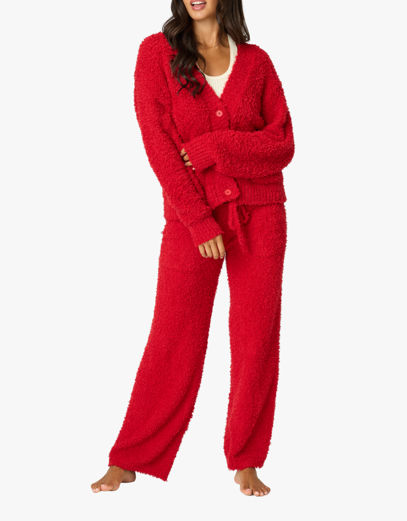 P.J. Salvage Bundle Up Boucle Cardigan in Samba Red