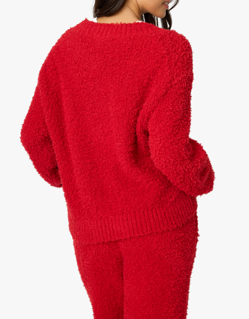 P.J. Salvage Bundle Up Boucle Cardigan in Samba Red