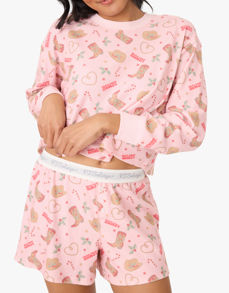 P.J. Salvage Boyfriend Boxer Short PJ Set in Pink
