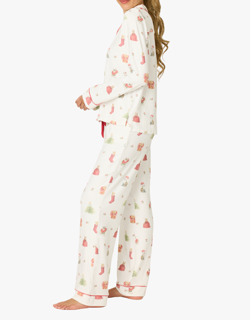 P.J. Salvage Feline Festive PJ Set in Ivory