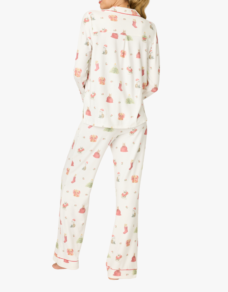 P.J. Salvage Feline Festive PJ Set in Ivory