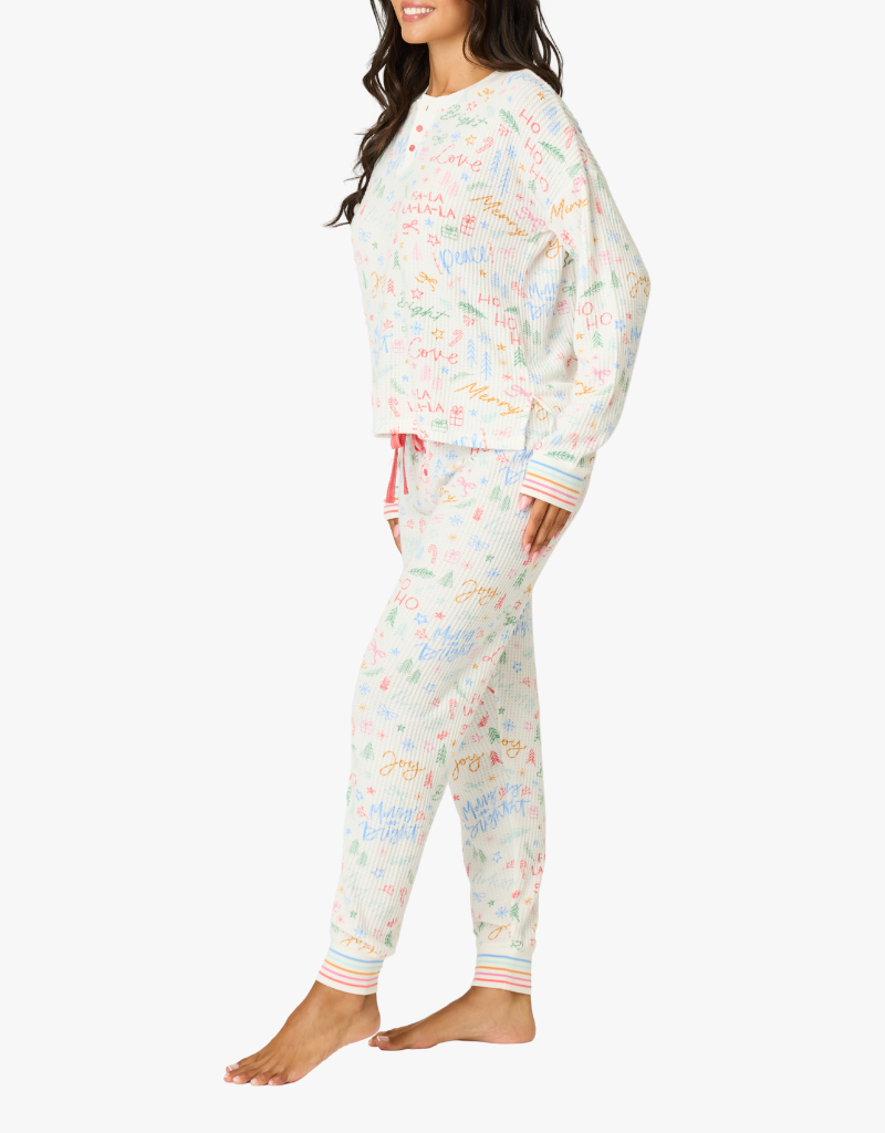 P.J. Salvage Ski Jammie Classics PJ Set in Ivory