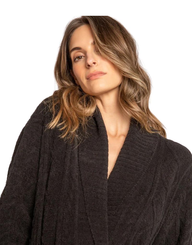PJ Salvage Cable Knit Robe in Black