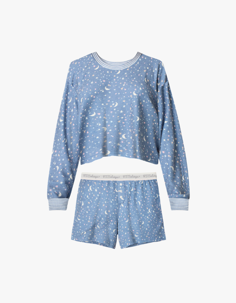 P.J. Salvage PJ Set Boyfriend Boxer Short in Harbor