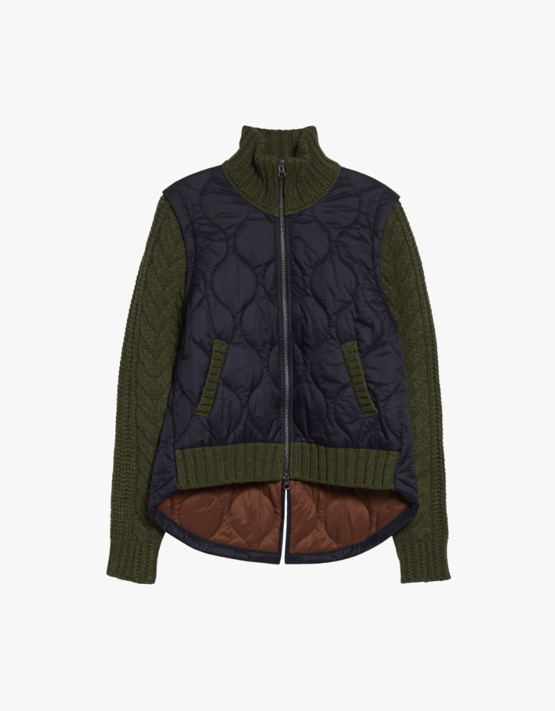 Veronica Beard Patra Mixed Media Jacket in Navy & Army Melange