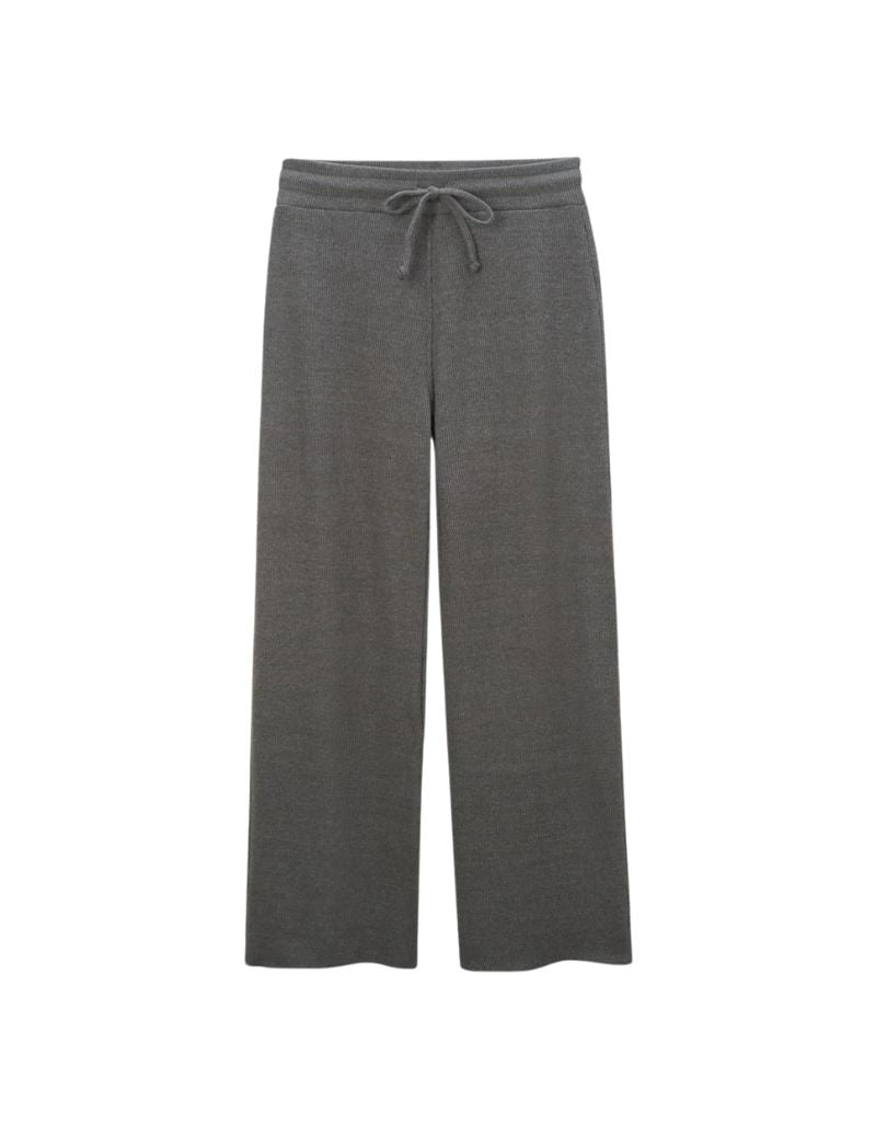Pefect White Tee Selena Triblend Wide Leg Ribbed Pants in Charcoal