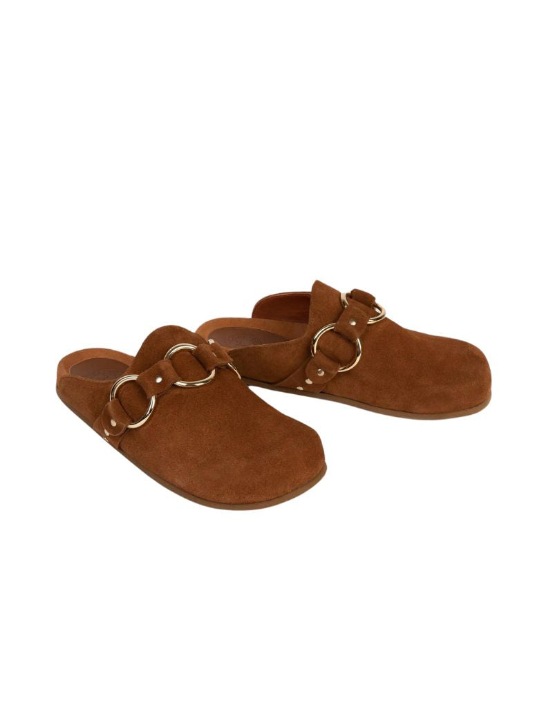 Penelope Chilvers Marley Suede Slides in in Chestnut