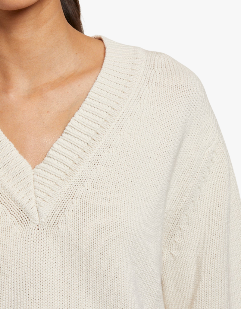 Sugar Addie Cotton Oversized V-Neck Sweater by Perfect White