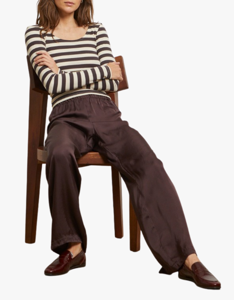 Perfect White Tee Anya Long Sleeve in Mocha Stripe