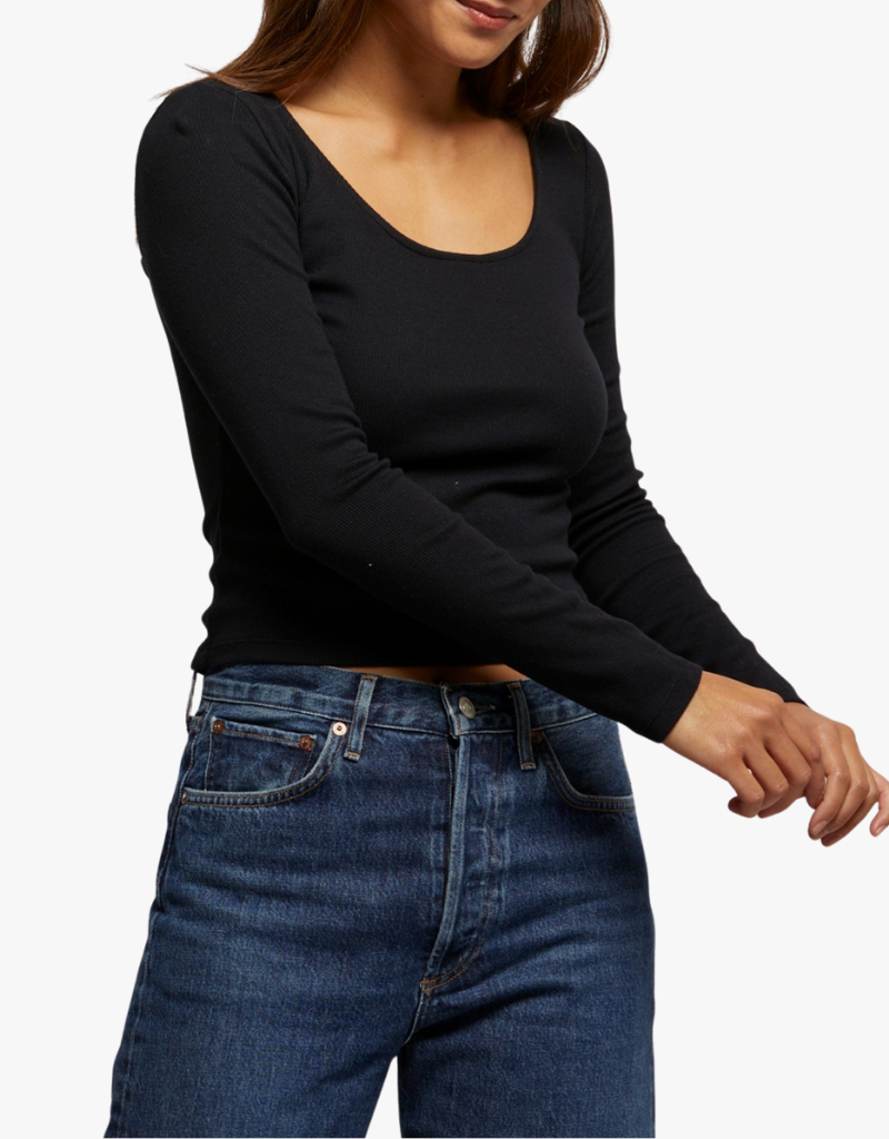 Perfect White Tee Anya Long Sleeve in True Black