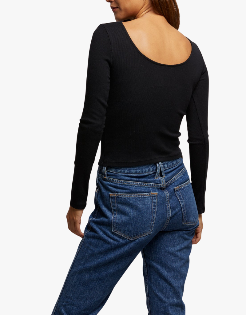 Perfect White Tee Anya Long Sleeve in True Black