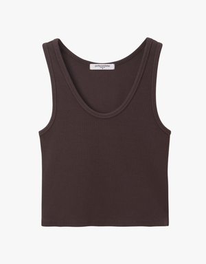 Perfect White Tee Blondie Structured Rib Bra Friendly Tank in Cocoa Powder