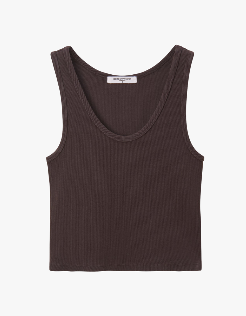 Perfect White Tee Blondie Structured Rib Bra Friendly Tank in Cocoa Powder
