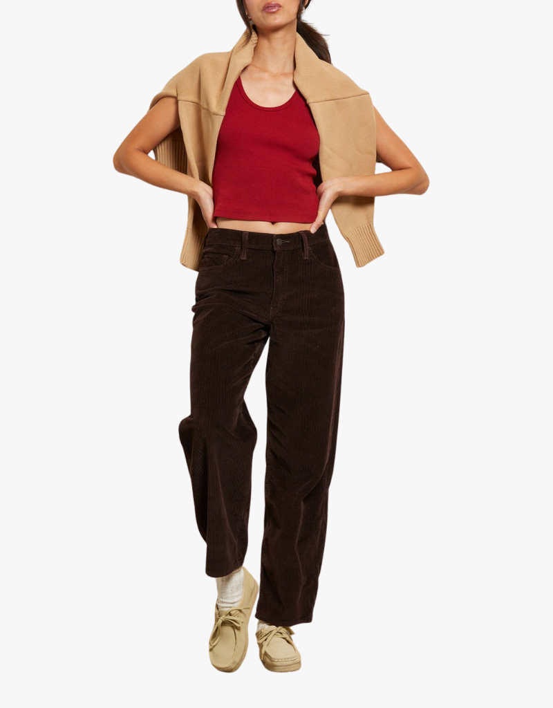 Perfect White Tee Maria Structured Rib Bra Friendly V-neck Tank Top in Maple