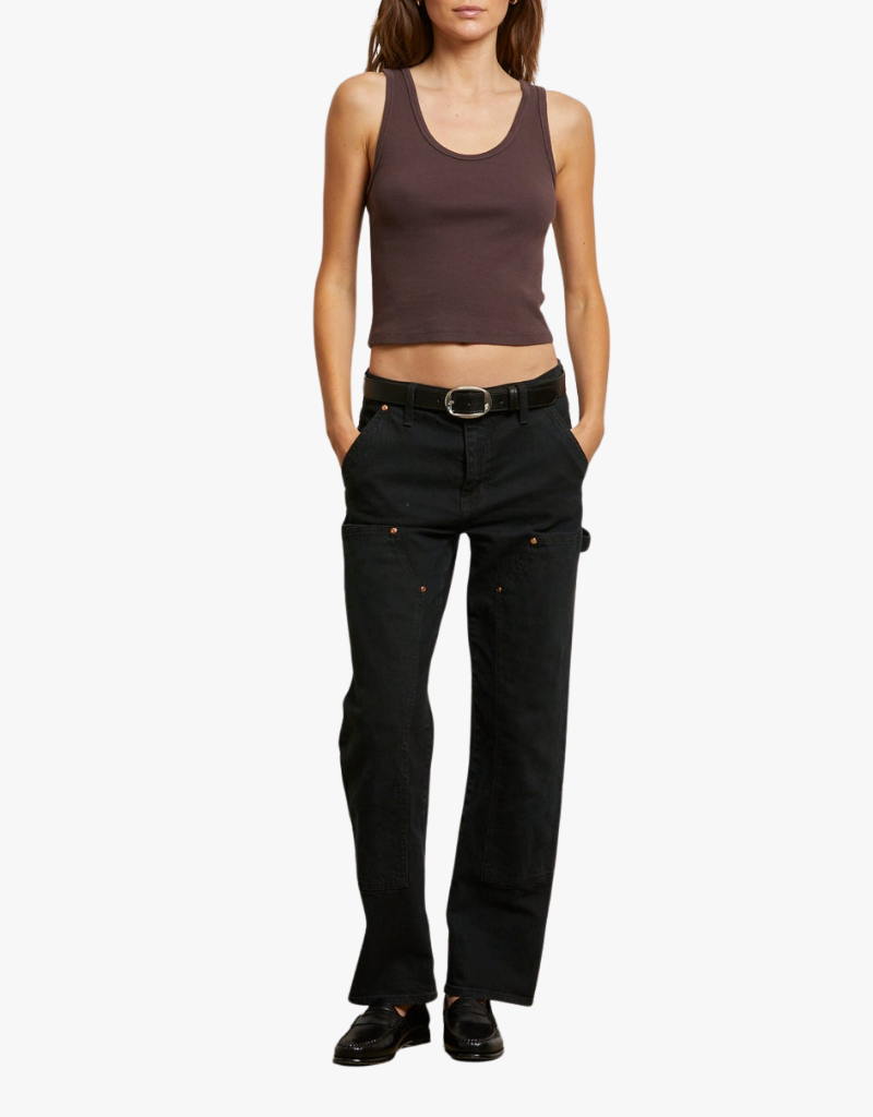 Perfect White Tee Blondie Structured Rib Bra Friendly Tank in Cocoa Powder