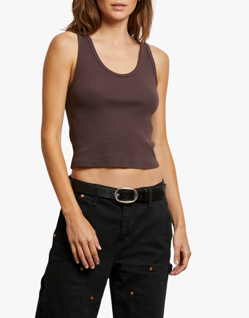 Perfect White Tee Blondie Structured Rib Bra Friendly Tank in Cocoa Powder