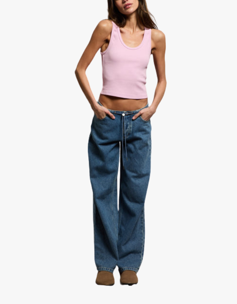 Perfect White Tee Blondie Structured Rib Bra Friendly Tank in Sugar Pink