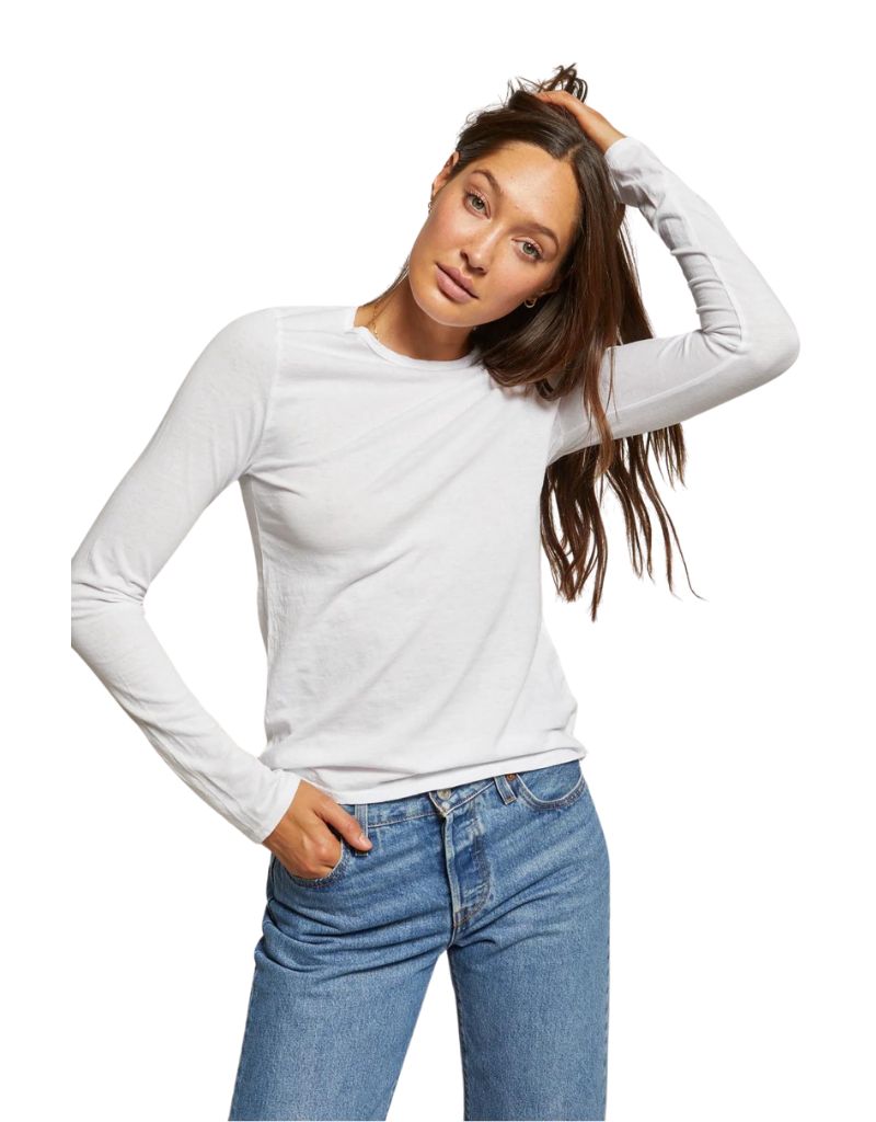Perfect White Tee Dylan Long Sleeve Slim Tee in White