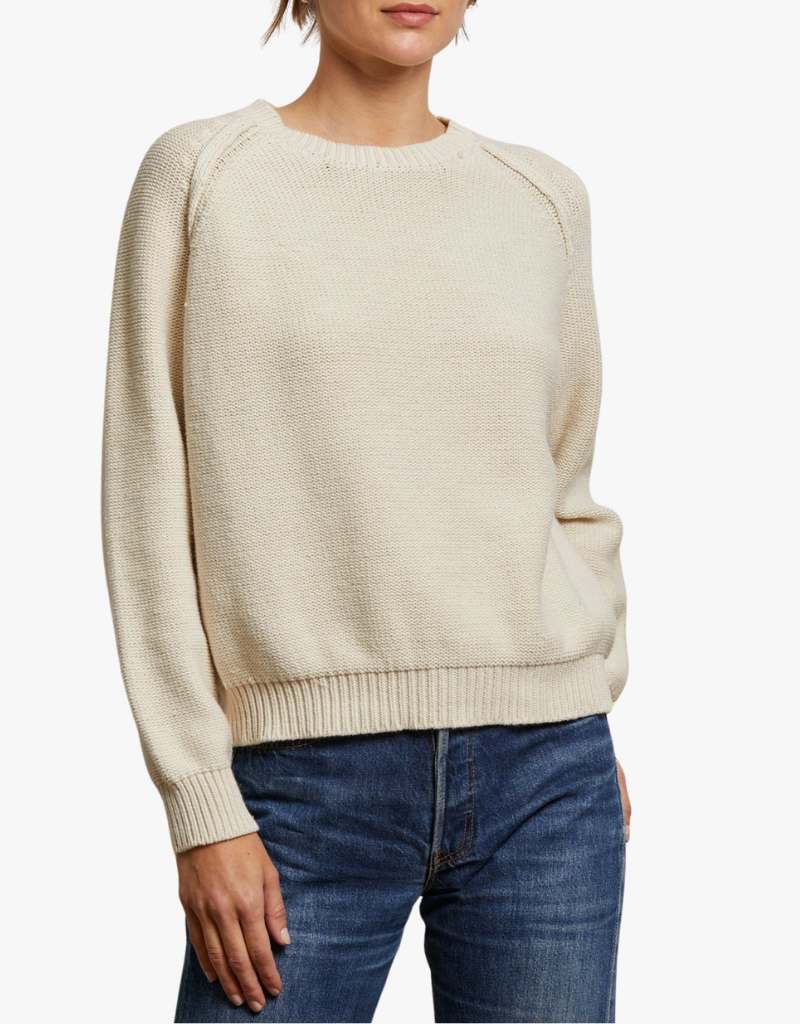 Perfect White Tee Evie Cotton Raglan Crew in Sugar