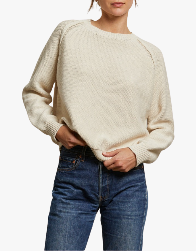 Perfect White Tee Evie Cotton Raglan Crew in Sugar