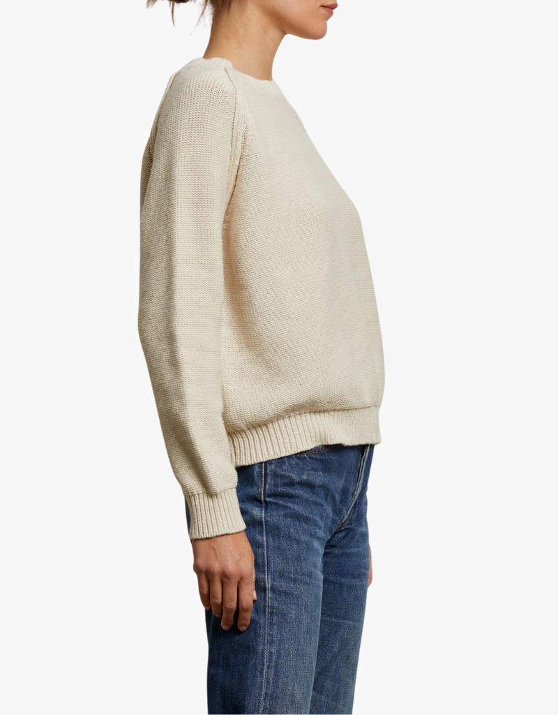 Perfect White Tee Evie Cotton Raglan Crew in Sugar