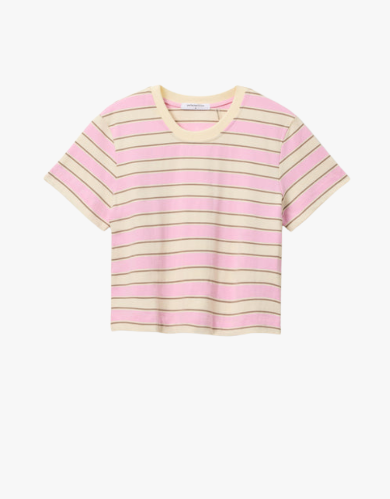 Perfect White Tee Gia Stripes Crew Tee in Sugar Pink Stripe