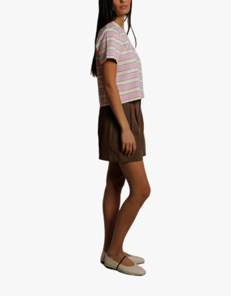 Perfect White Tee Gia Stripes Crew Tee in Sugar Pink Stripe